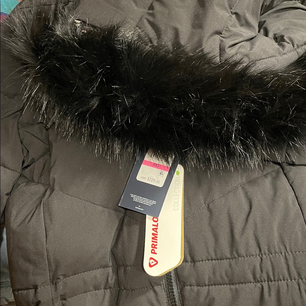 Tommy Hilfiger TH Flex Black Winter Jacket Removable Faux Fur Hood adj waist - Picture 7 of 14